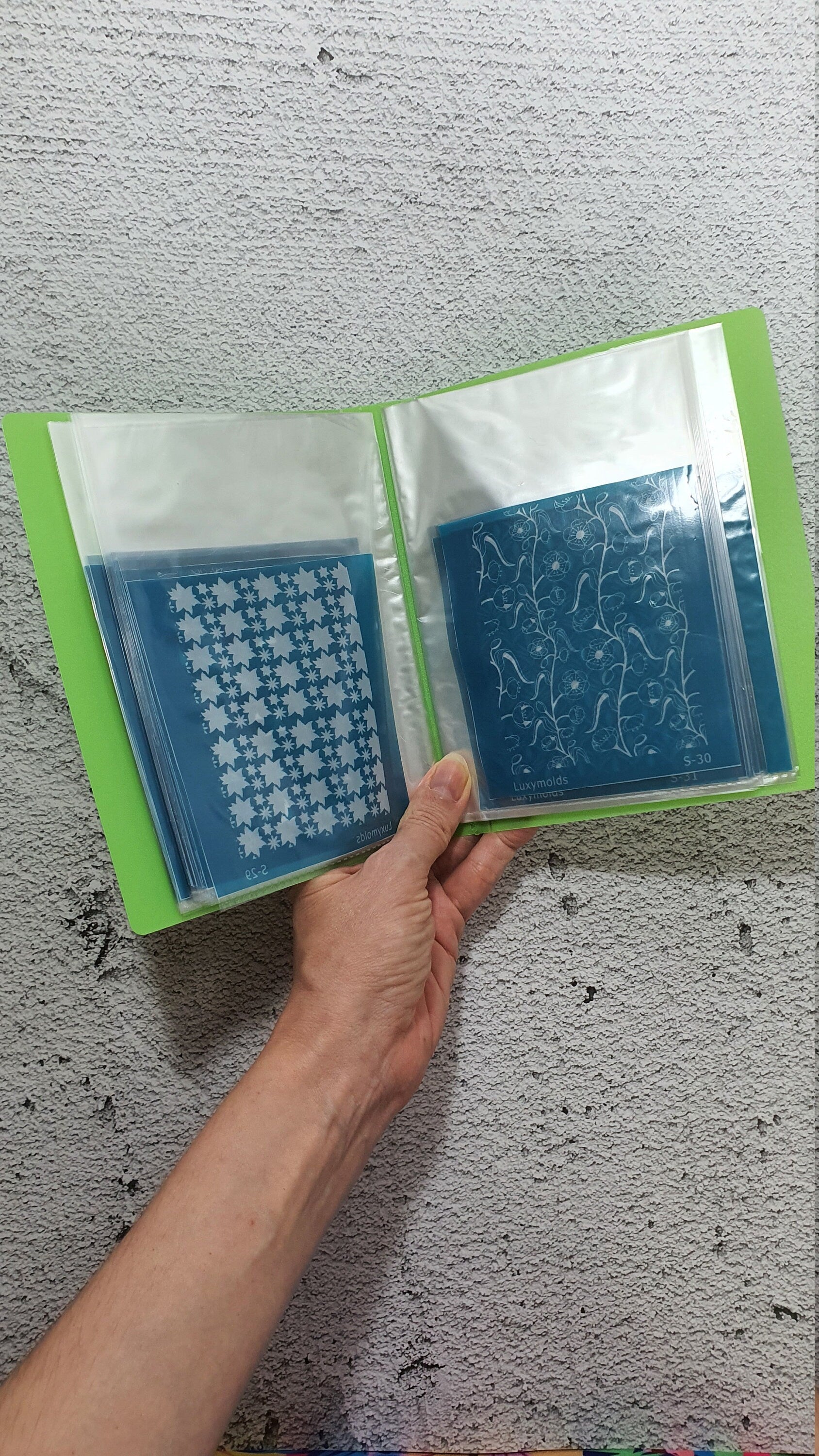 Set of 48 pcs Silk screen stencil with folder book for polymer clay "Luxymolds"