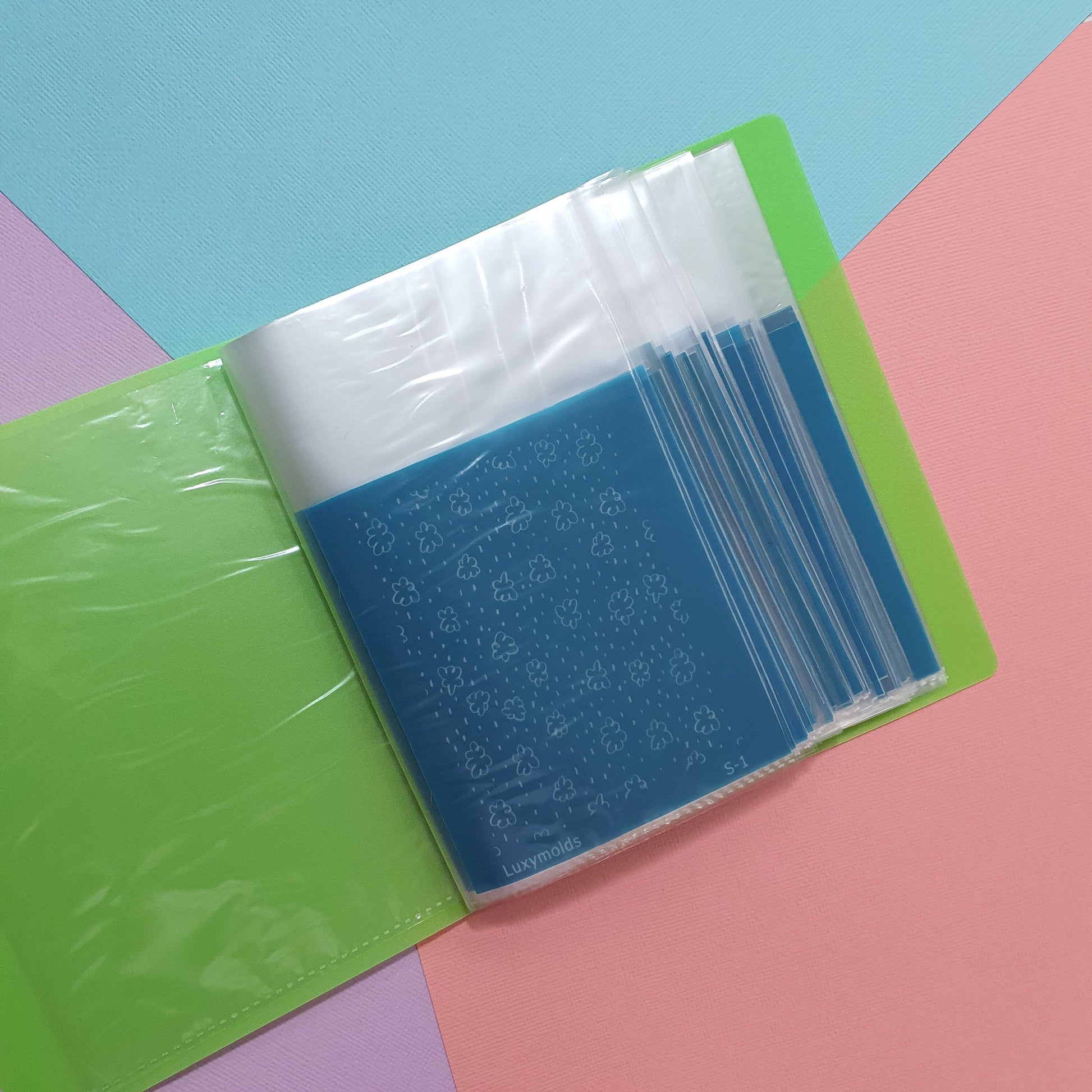 Set of 48 pcs Silk screen stencil with folder book for polymer clay "Luxymolds"