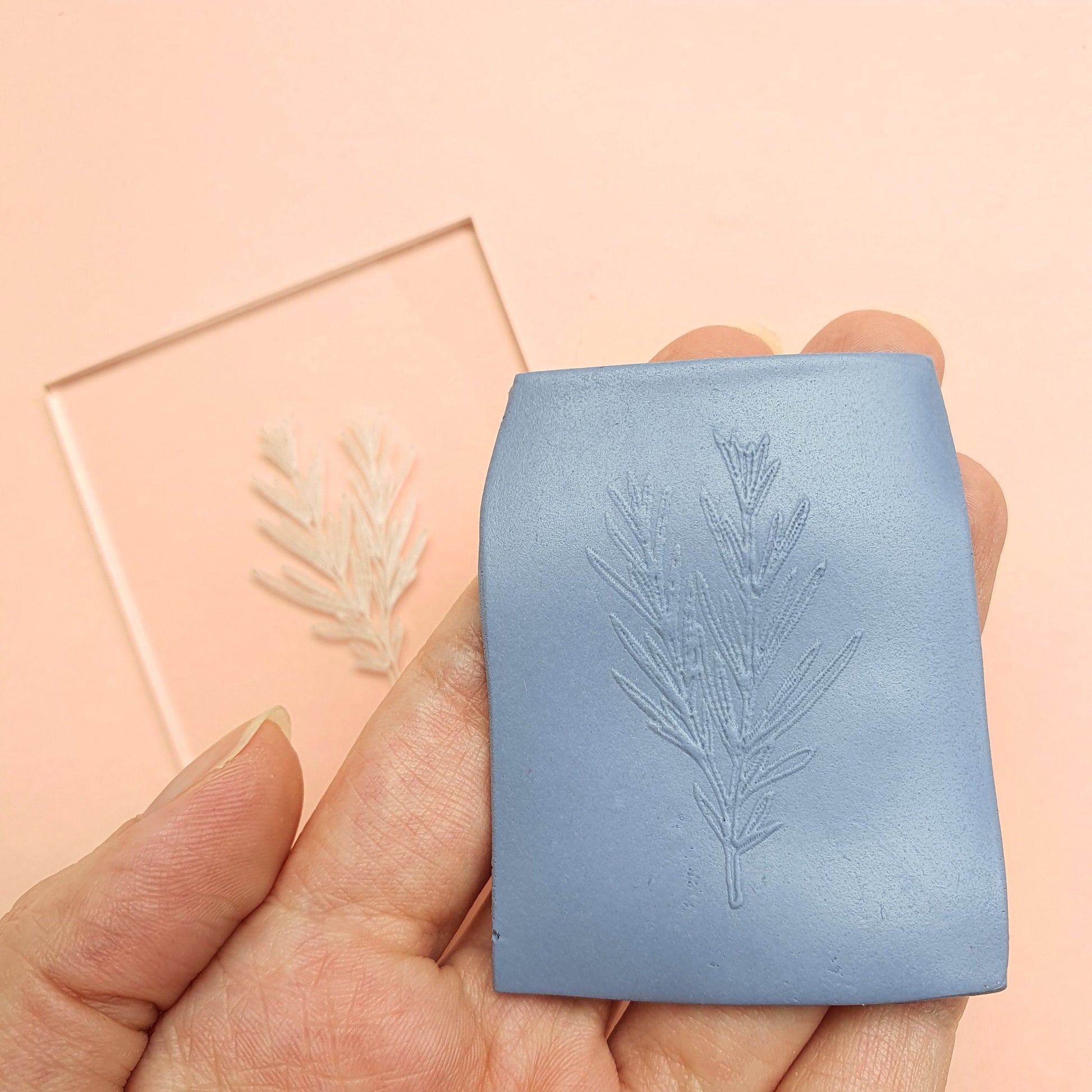 Embossing stamp for polymer clay "Rosemary" Floral texture plate Flower debossing stamp Acrylic stamps - Luxy Kraft