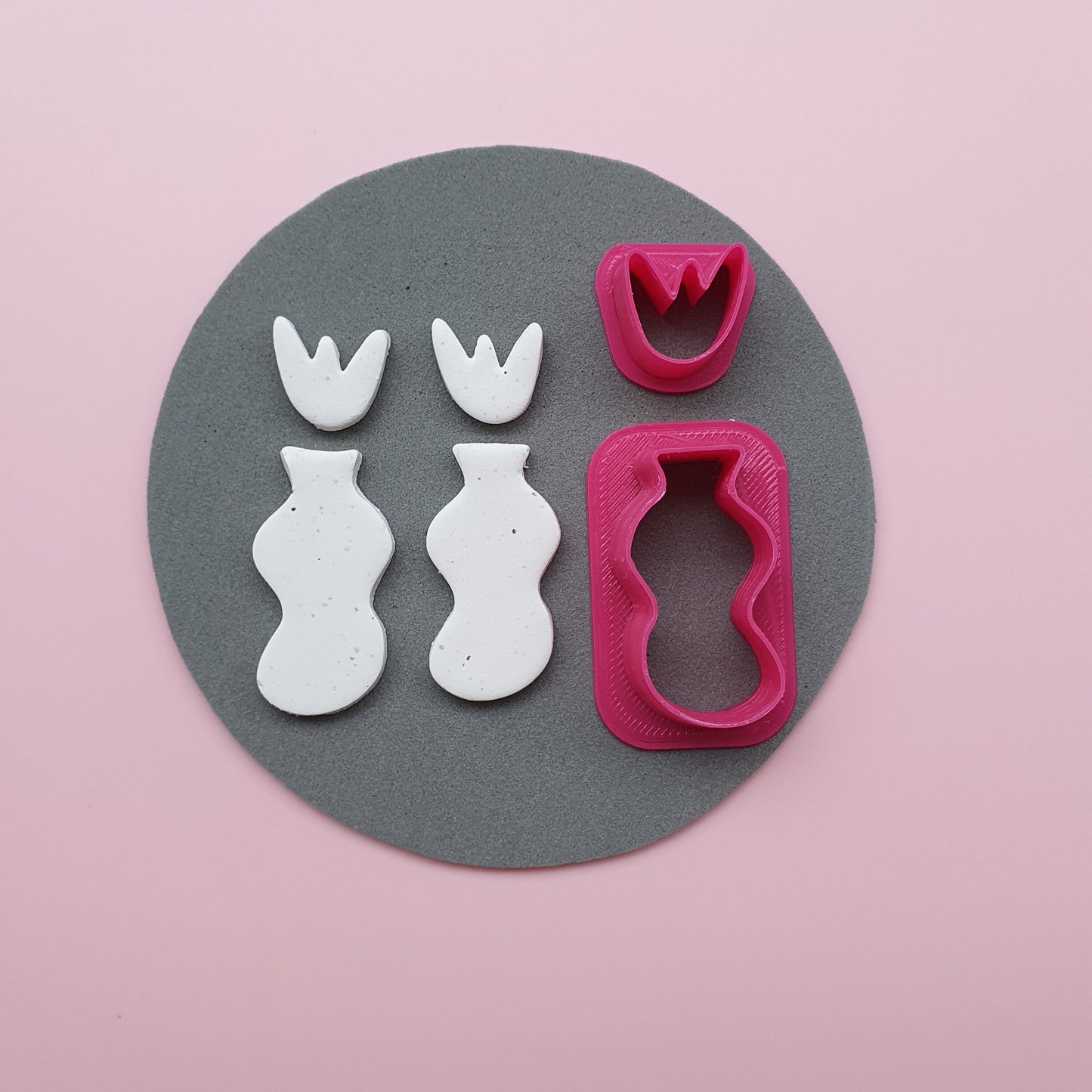 2 pcs set Clay cutters Jewelry Earrings Vase flower shape cutter