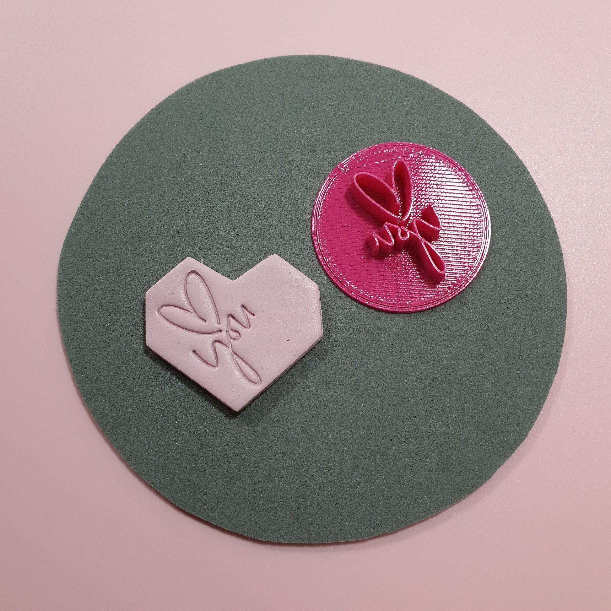 Valentine's day Polymer clay "Love you" stamp embossing