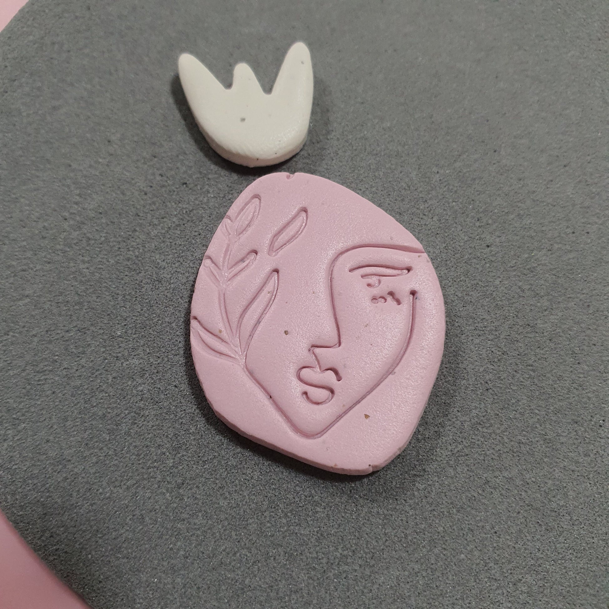 Polymer clay 3D "Woman Plants" stamp embossing