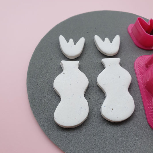 2 pcs set Clay cutters Jewelry Earrings Vase flower shape cutter