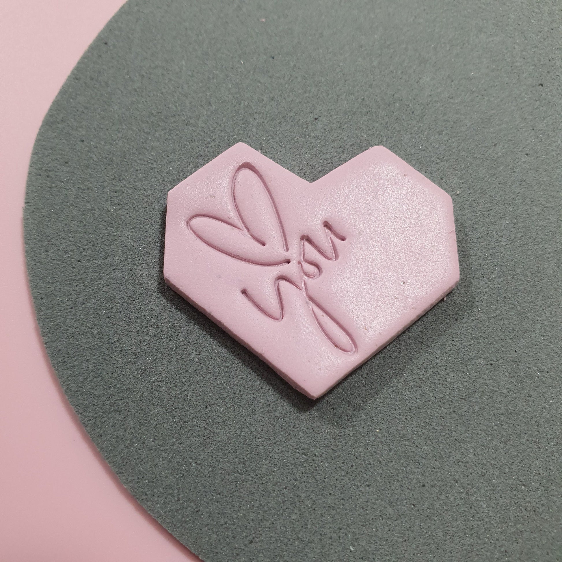 Valentine's day Polymer clay "Love you" stamp embossing