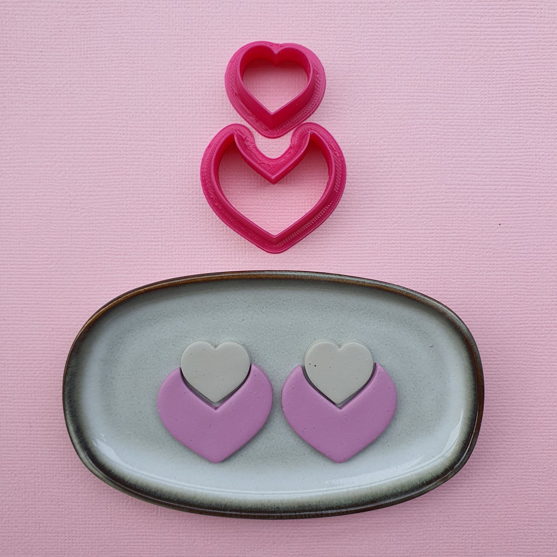 2 pcs set Clay cutters Jewelry Earrings Heart shape cutter