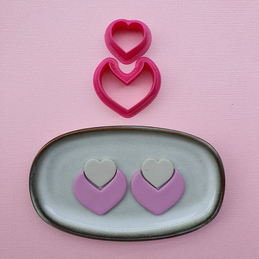 2 pcs set Clay cutters Jewelry Earrings Heart shape cutter