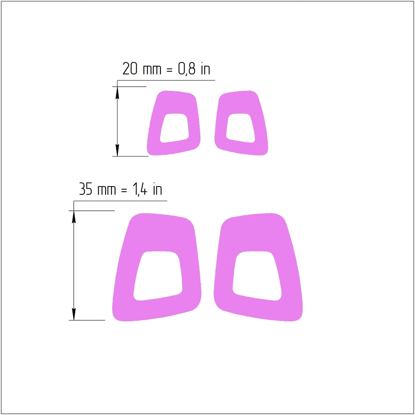 2 pcs set Earrings Polymer clay 3D cutters Jewelry shape cutter