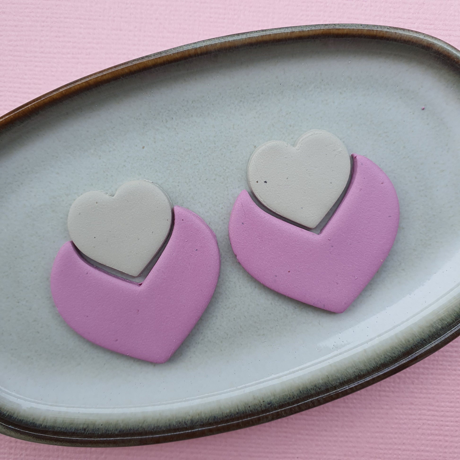 2 pcs set Clay cutters Jewelry Earrings Heart shape cutter