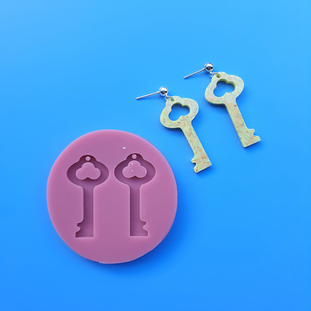 Silicone earrings mold "Key"Clear resin jewelry mold