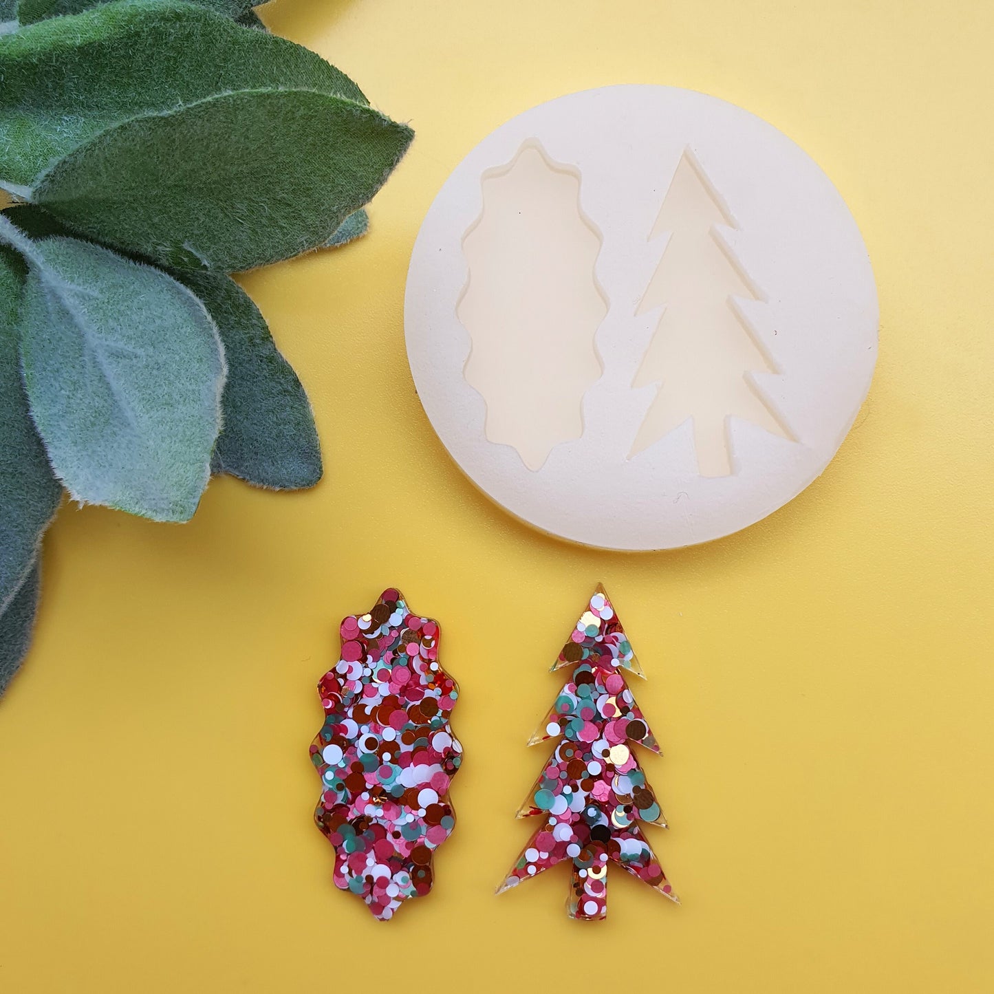 Silicone hair clip mold "Christmas tree" for resin and epoxy Jewelry resin mould