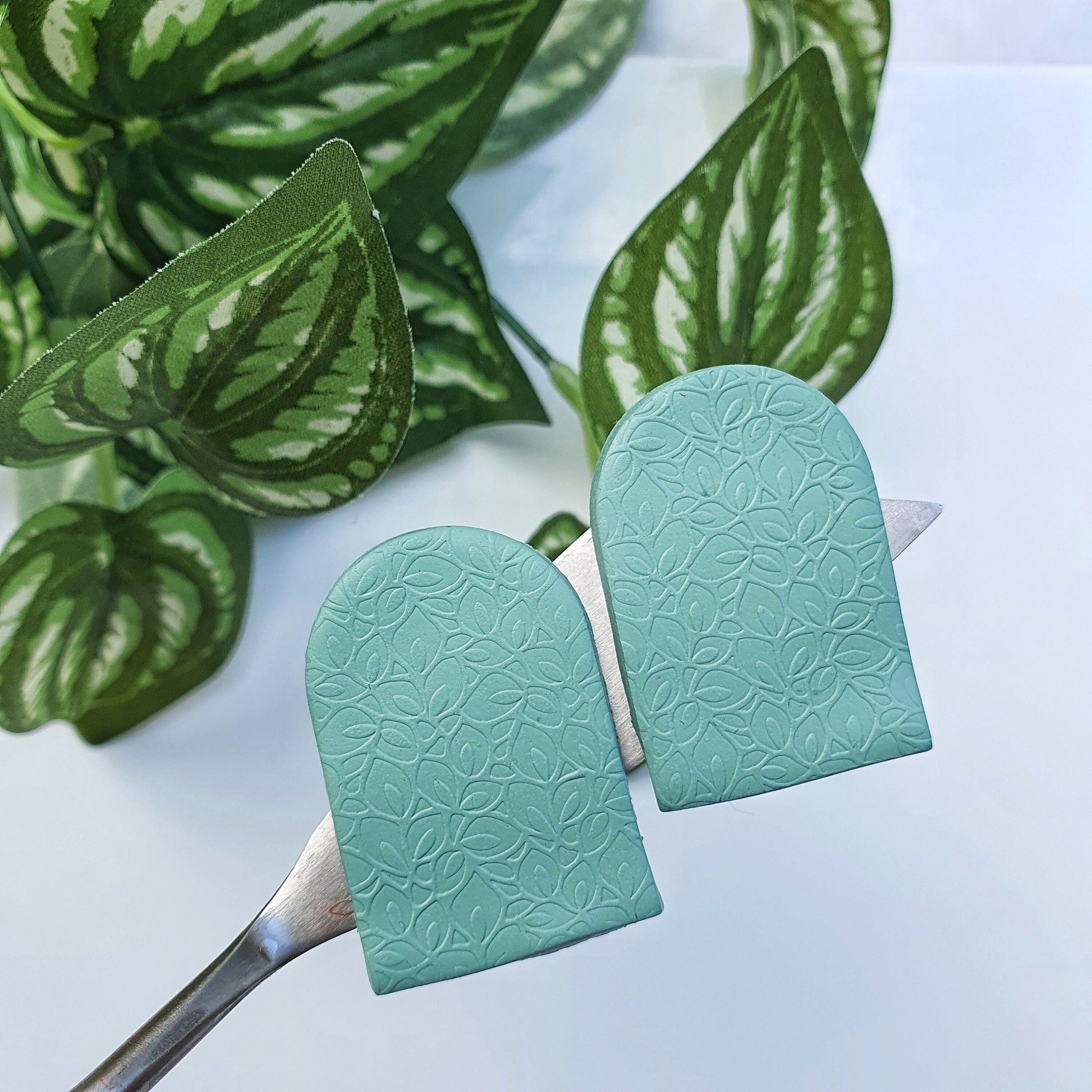 Polymer clay Texture tile Texture mat Clay stamp Polymer clay texture stencils "Leaves" T-11