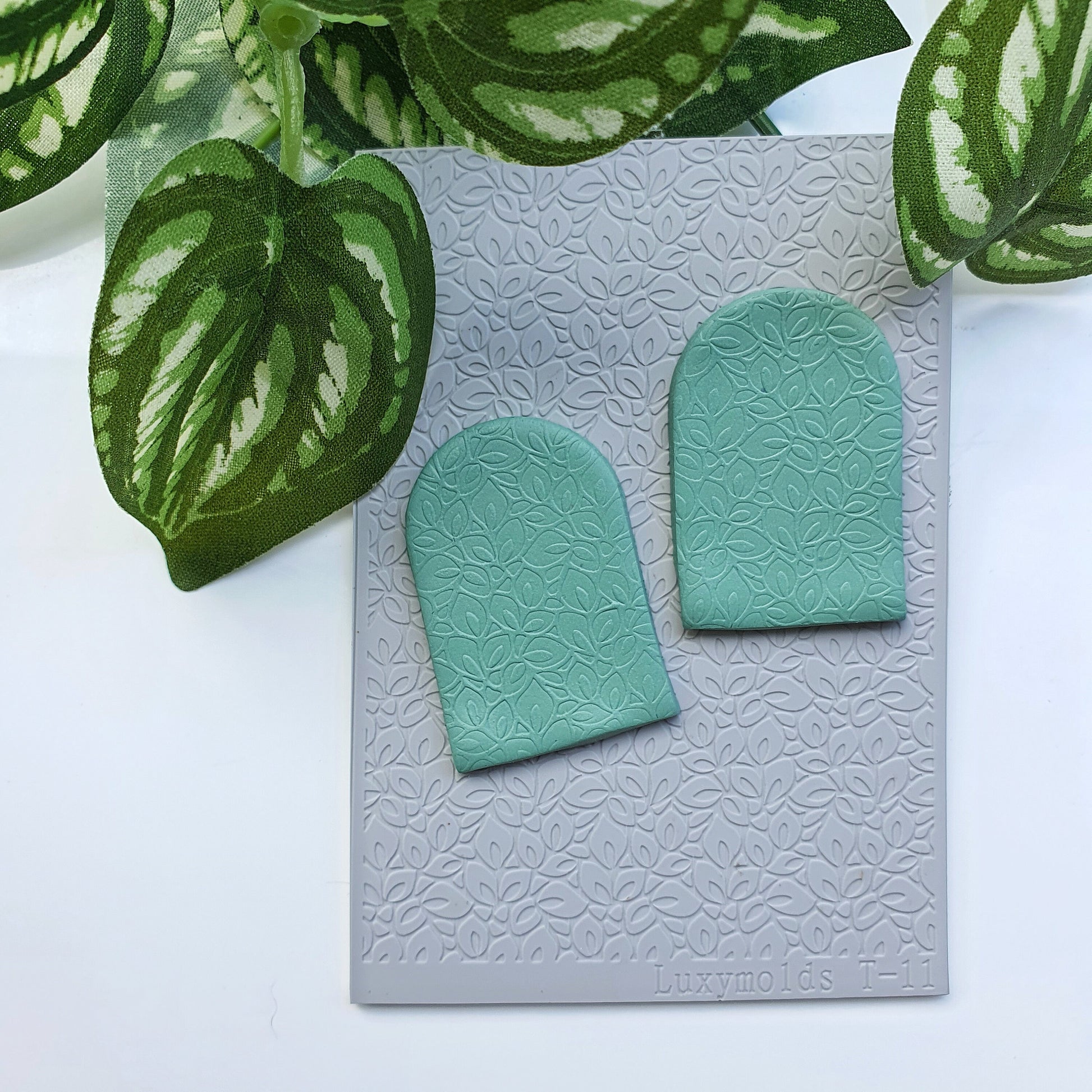 Polymer clay Texture tile Texture mat Clay stamp Polymer clay texture stencils "Leaves" T-11