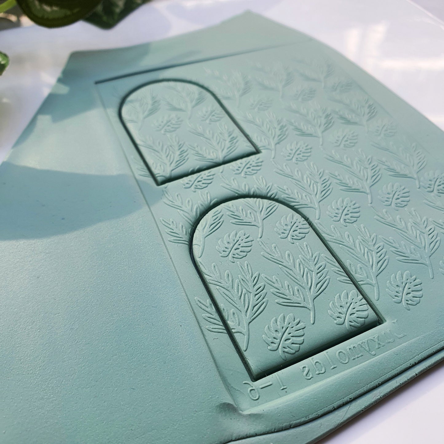 Polymer clay Texture tile Texture mat Clay stamp Polymer clay texture stencils "Leaves" T-6