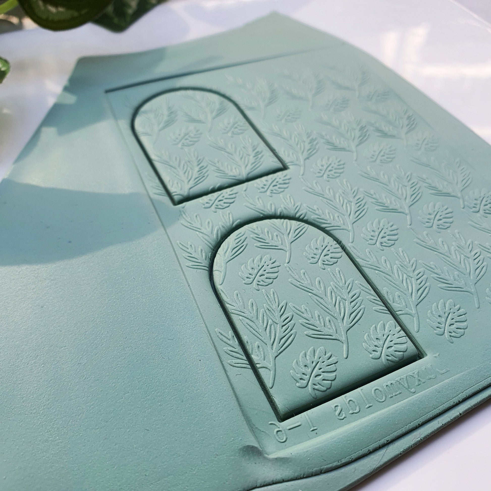 Polymer clay Texture tile Texture mat Clay stamp Polymer clay texture stencils "Leaves" T-6