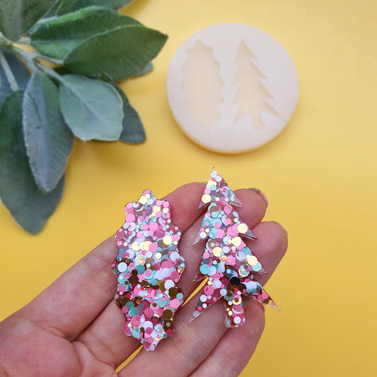 Silicone hair clip mold "Christmas tree" for resin and epoxy Jewelry resin mould