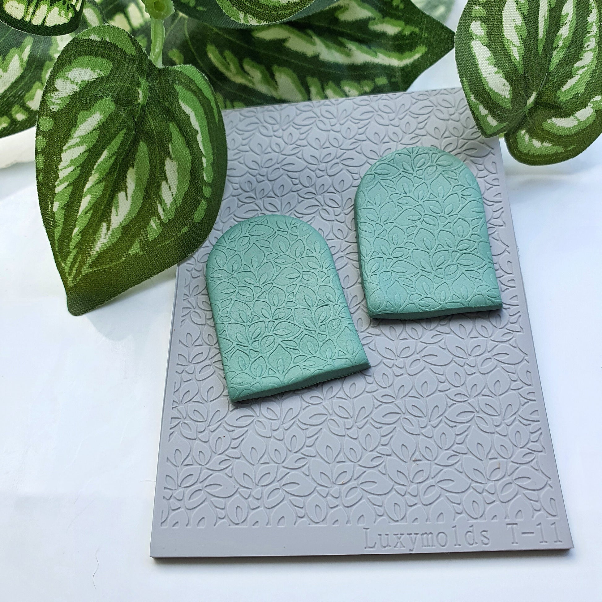 Polymer clay Texture tile Texture mat Clay stamp Polymer clay texture stencils "Leaves" T-11