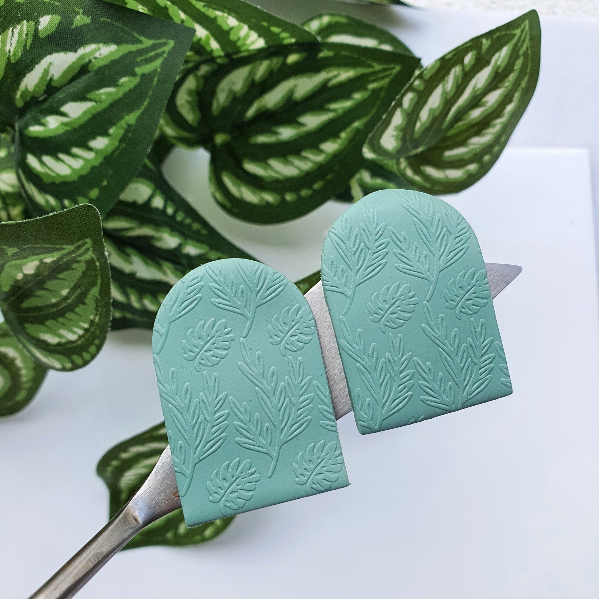 Polymer clay Texture tile Texture mat Clay stamp Polymer clay texture stencils "Leaves" T-6