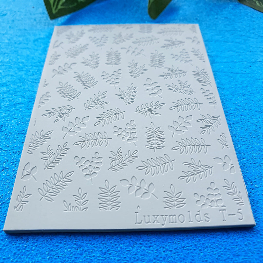 Polymer clay Texture tile Texture mat Clay stamp Polymer clay texture stencils "Leaves" T-5