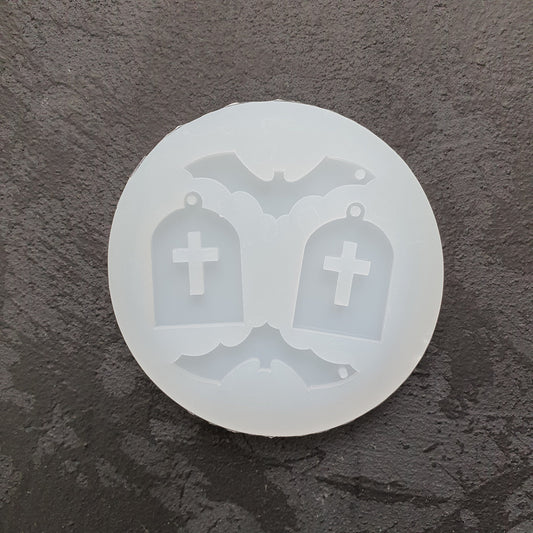 Halloween "Rip, bat" Silicone earrings mold for resin and epoxy