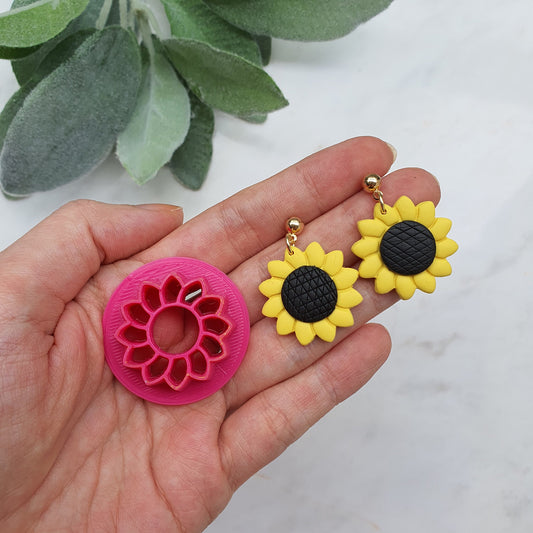Earrings Polymer clay 3D cutters Jewelry mold "Sunflower"