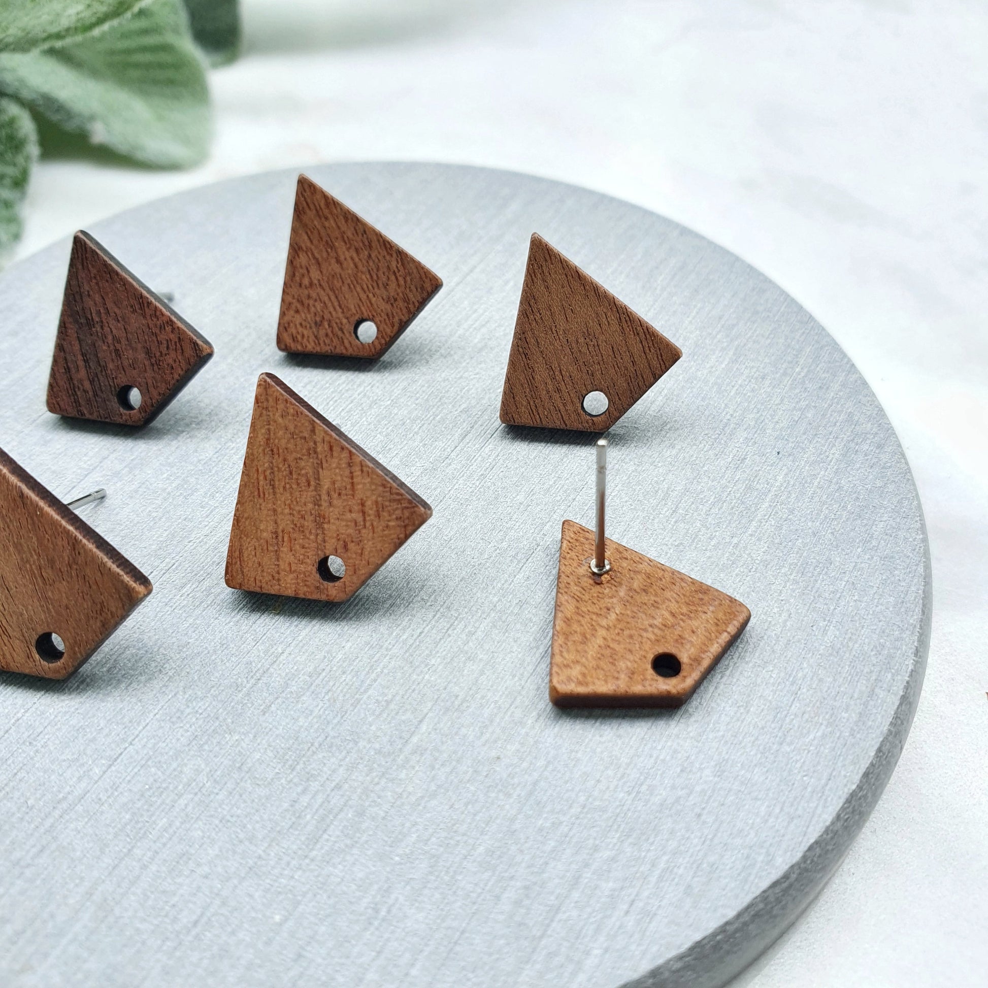 Wood Earring stud components Geometric studs Earrings findings DIY jewelry