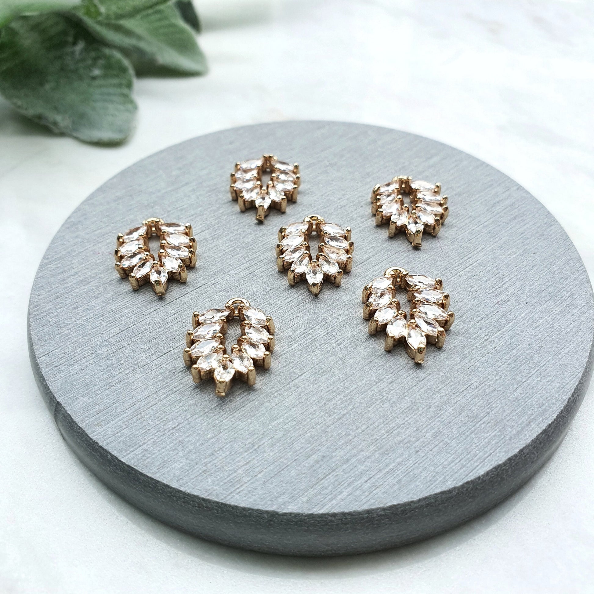 Zircon Gold plated charms Earrings components Earrings findings DIY jewelry