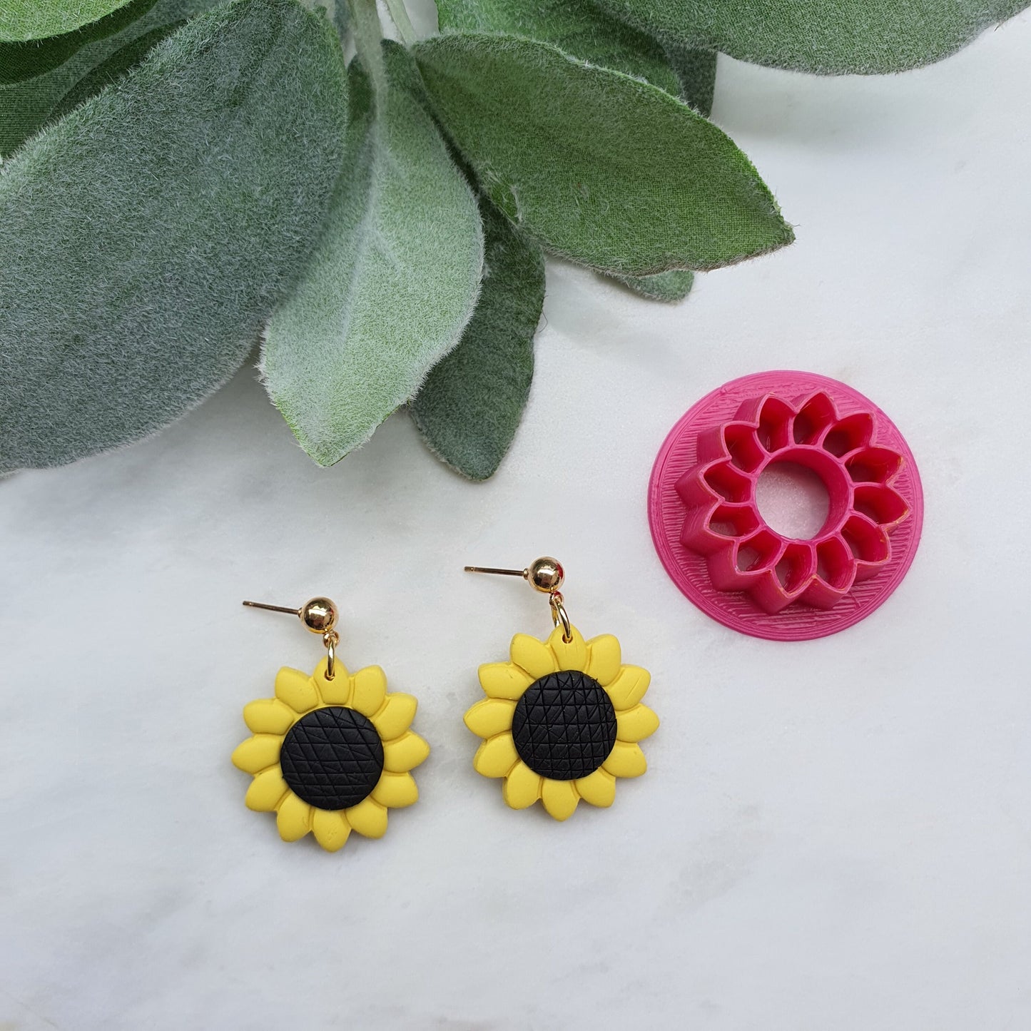Earrings Polymer clay 3D cutters Jewelry mold "Sunflower"