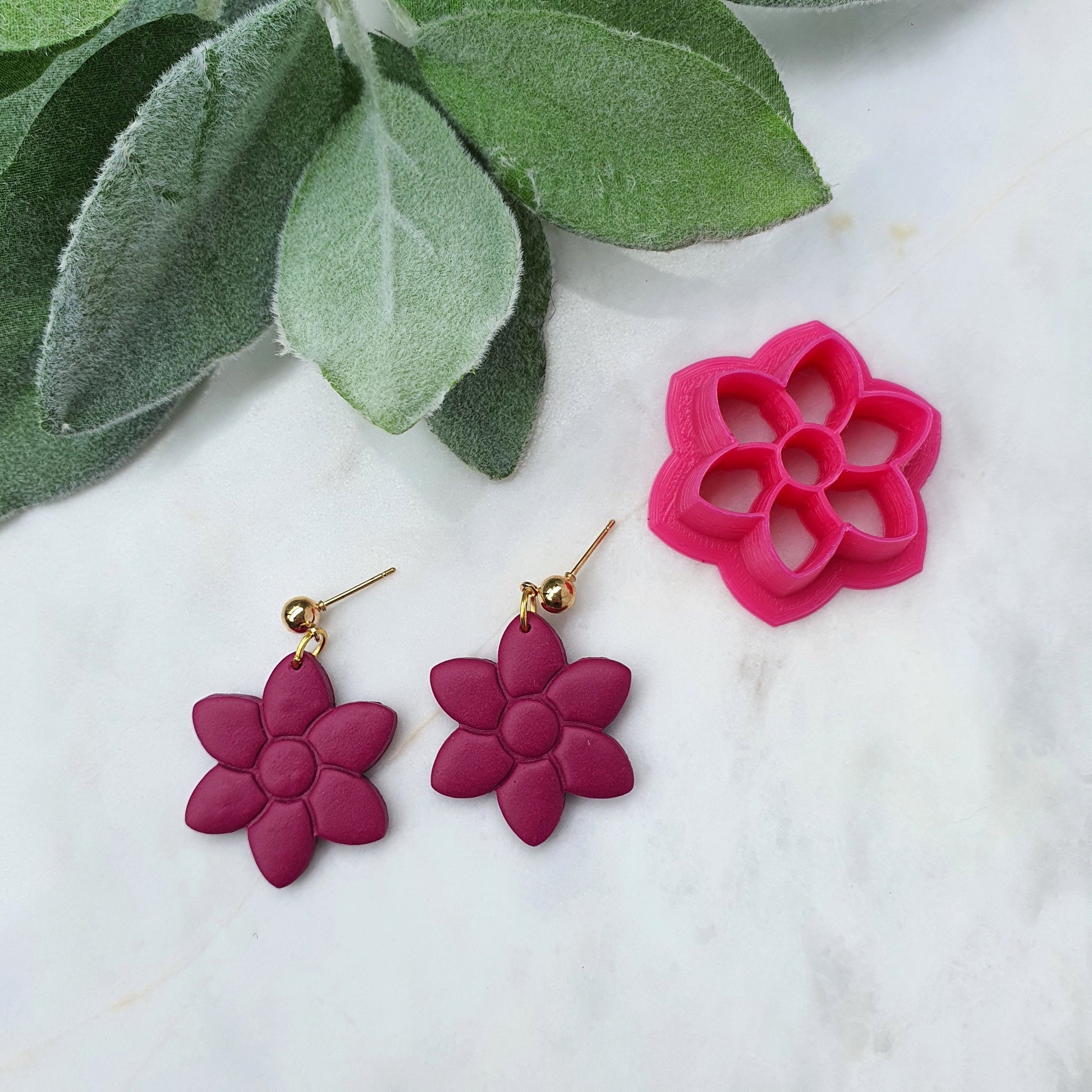 Earrings Polymer clay 3D cutters Jewelry mold "Flower"