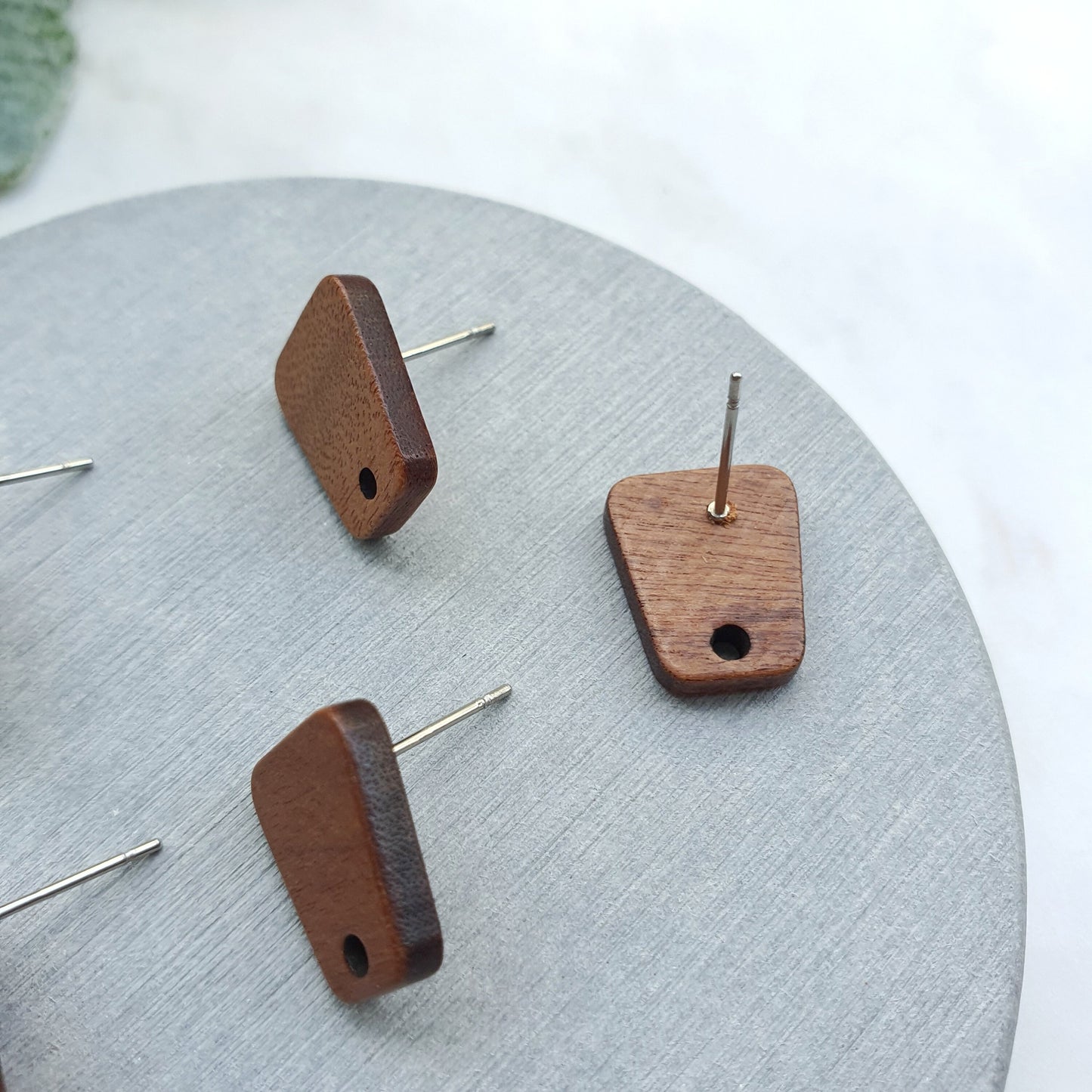 Wood Earring stud components Geometric studs Earrings findings DIY jewelry