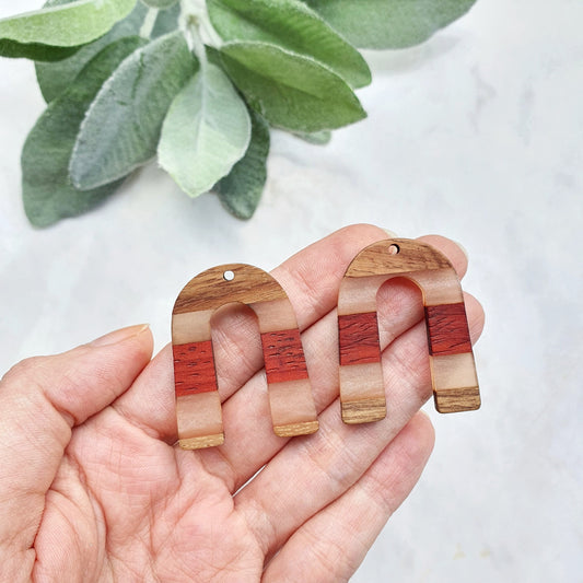 Wood Resin Charm Pendant Earrings components Earrings findings DIY jewelry connectors