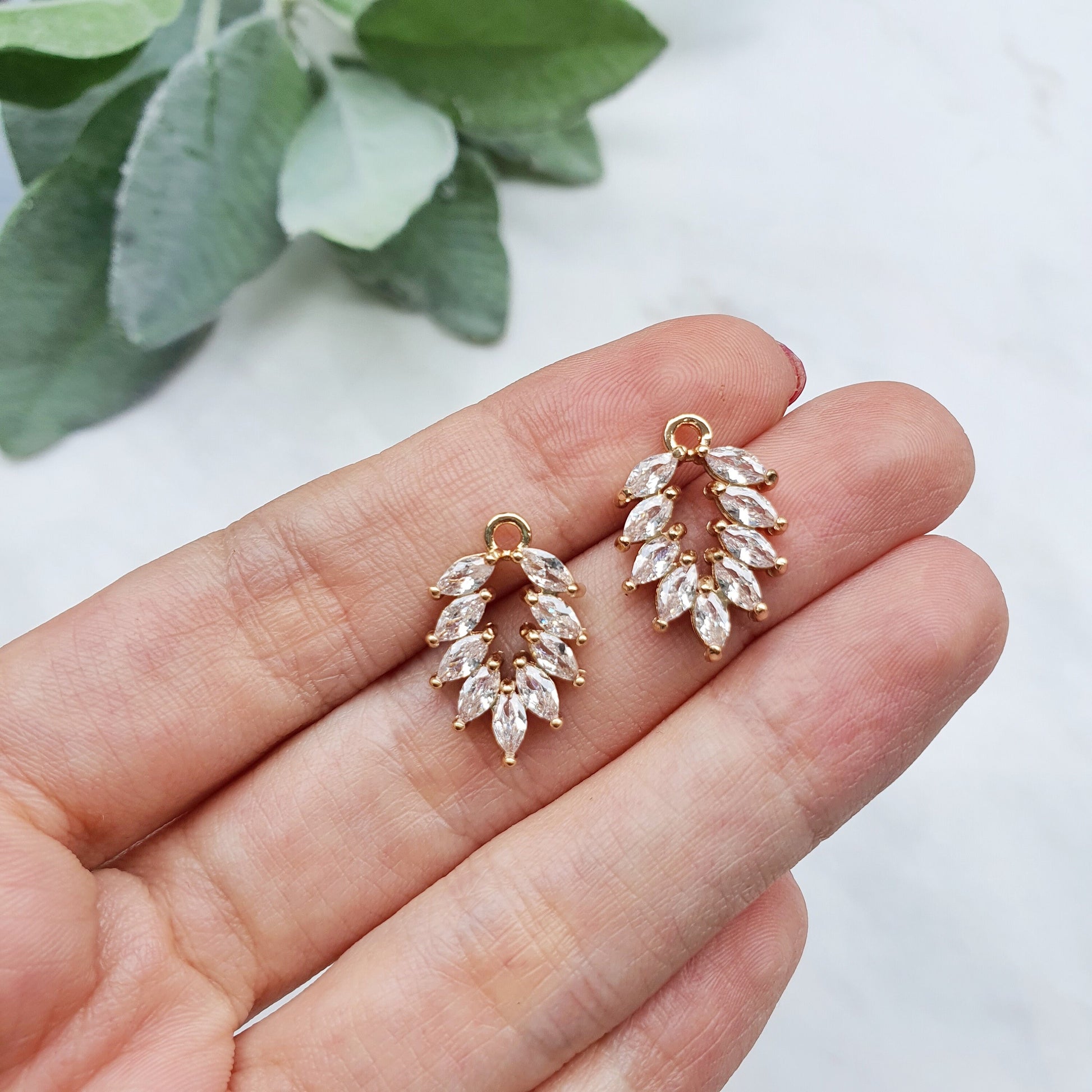 Zircon Gold plated charms Earrings components Earrings findings DIY jewelry