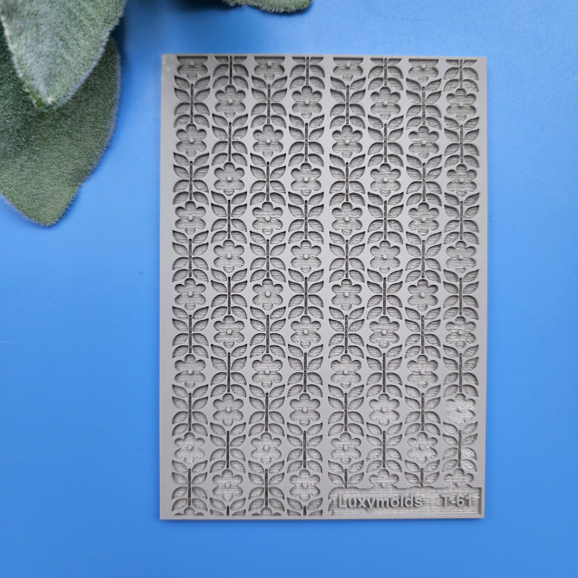 Polymer clay Texture tile Texture mat Clay stamp Polymer clay texture stencils "Scandinavic flowers" T-61