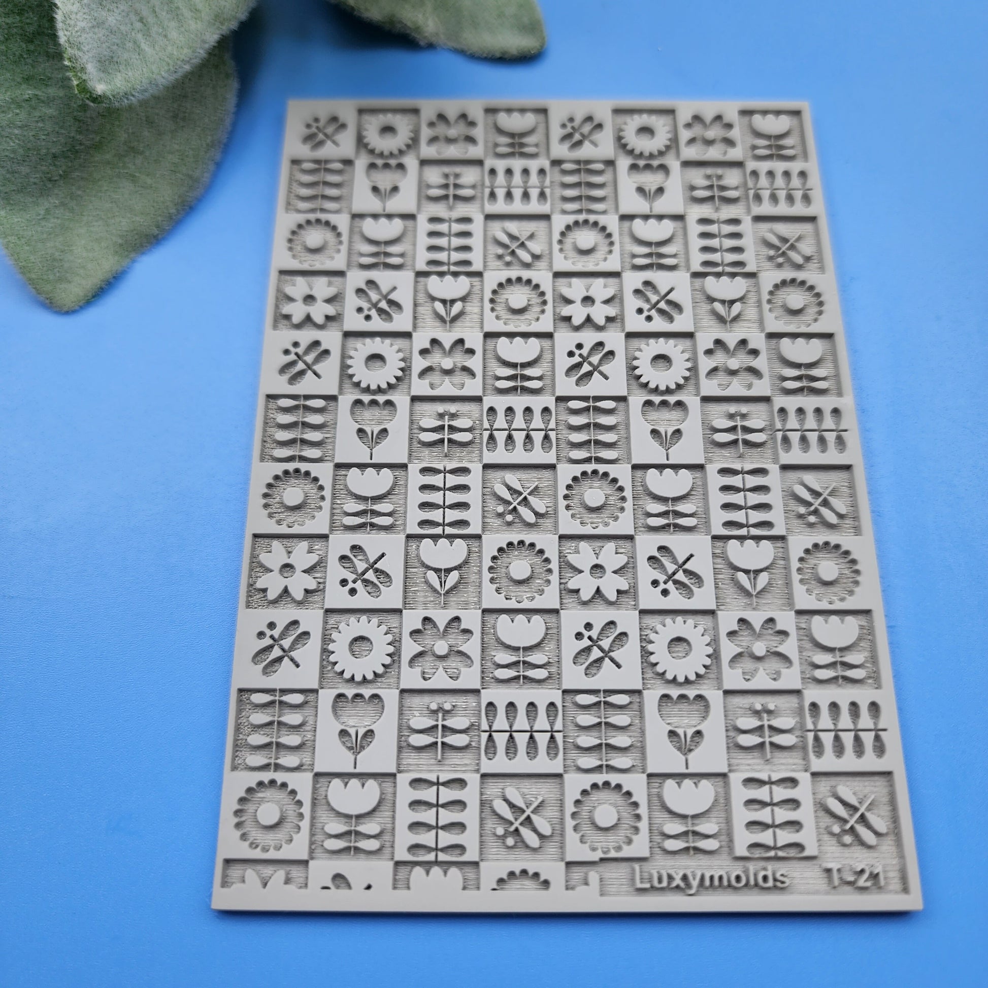 Polymer clay Texture tile Texture mat Clay stamp Polymer clay texture stencils "Flowers" T-21