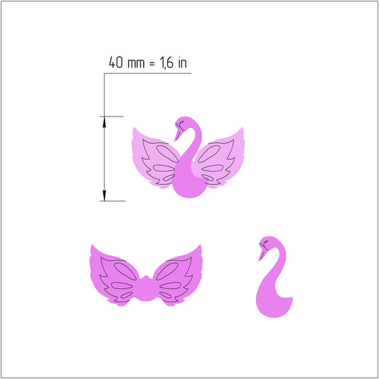 2 pcs set Earrings Polymer clay 3D cutters "Swan" Jewelry Modern shape earrings mold