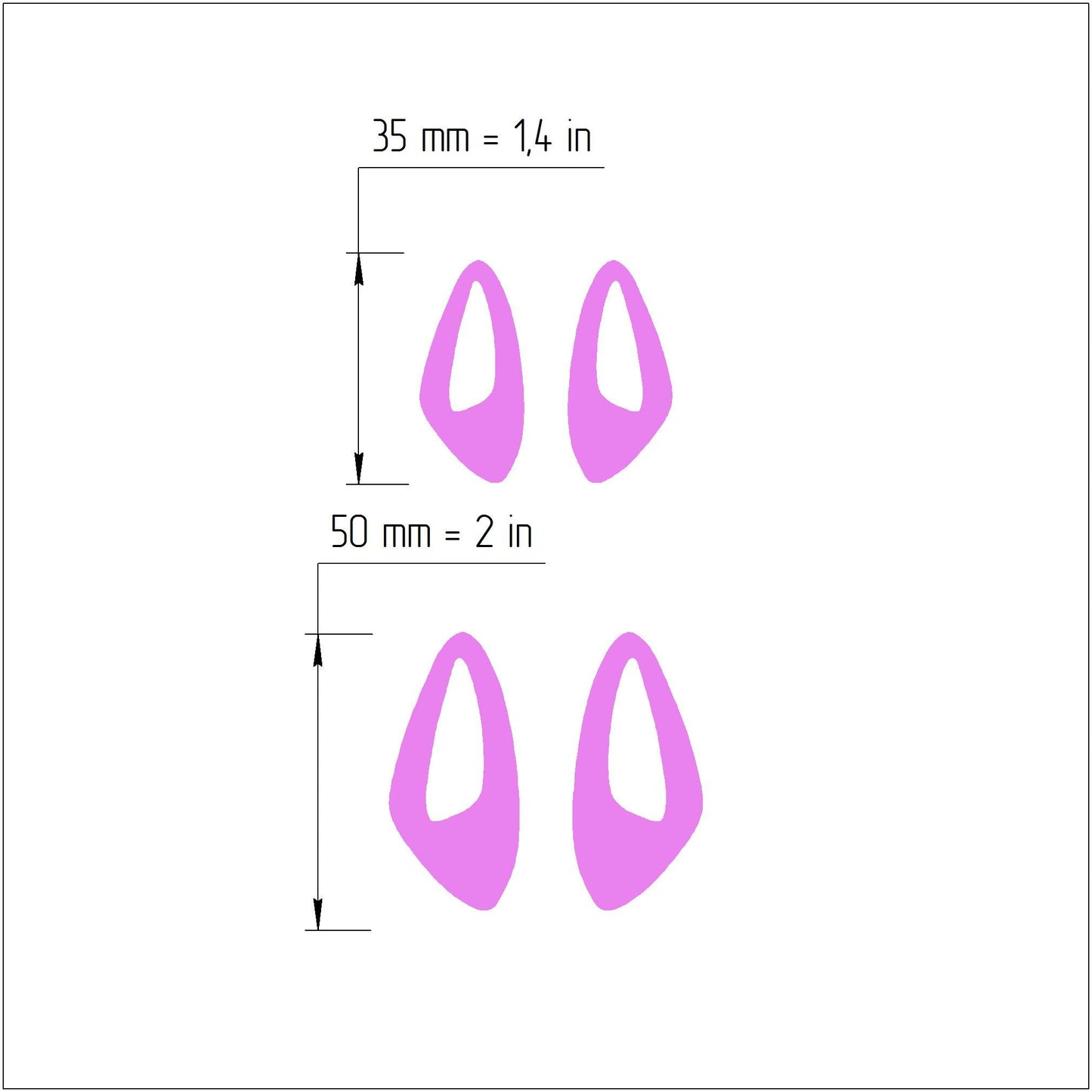 2 pcs set Earrings Polymer clay 3D cutters Jewelry Modern Abstract shape earrings mold