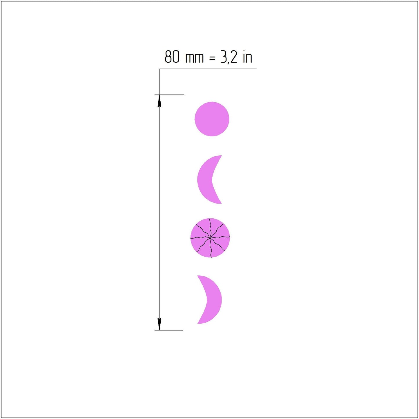 3 pcs set Earrings Polymer clay 3D cutters "Moon" Jewelry Modern shape earrings mold