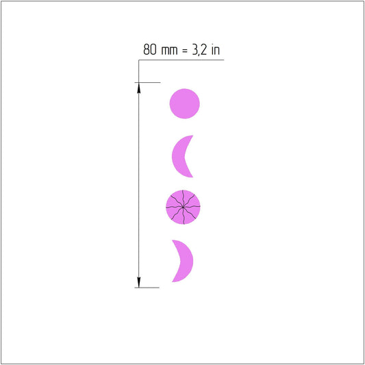 3 pcs set Earrings Polymer clay 3D cutters "Moon" Jewelry Modern shape earrings mold