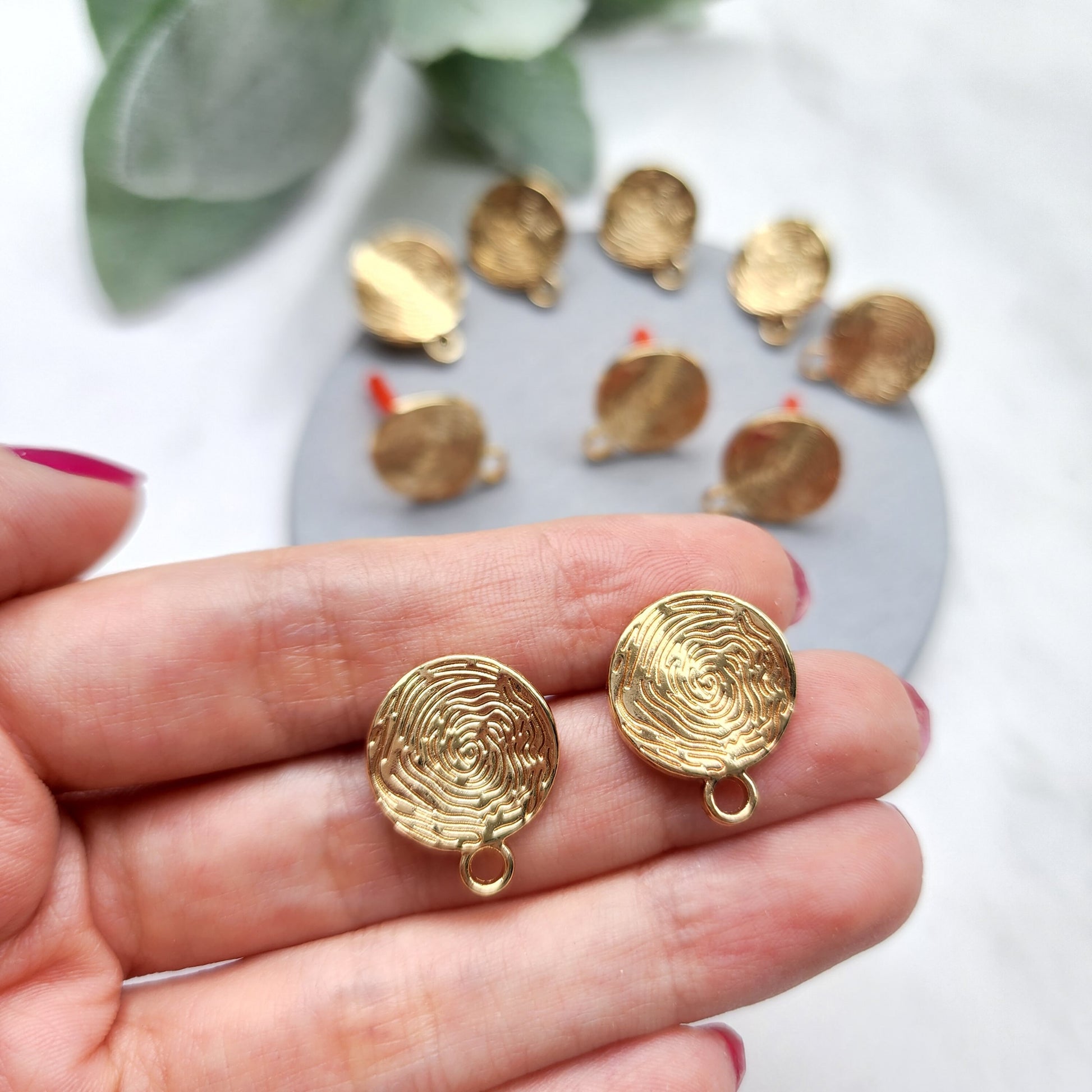 10 pcs Earrings stud components Circle Geometric Gold plated studs Earrings findings DIY jewelry 5 pairs 15 mm