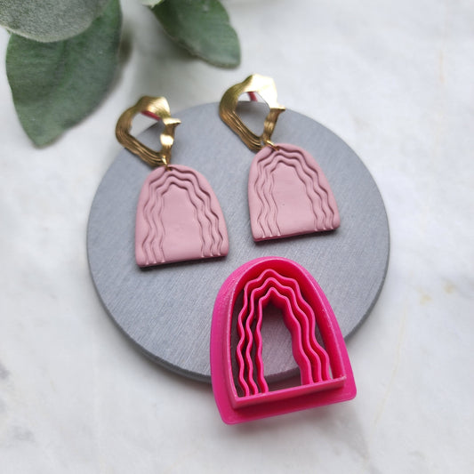 Earrings Polymer clay 3D cutters "Arch Rainbow" Jewelry Modern Abstract shape earrings mold