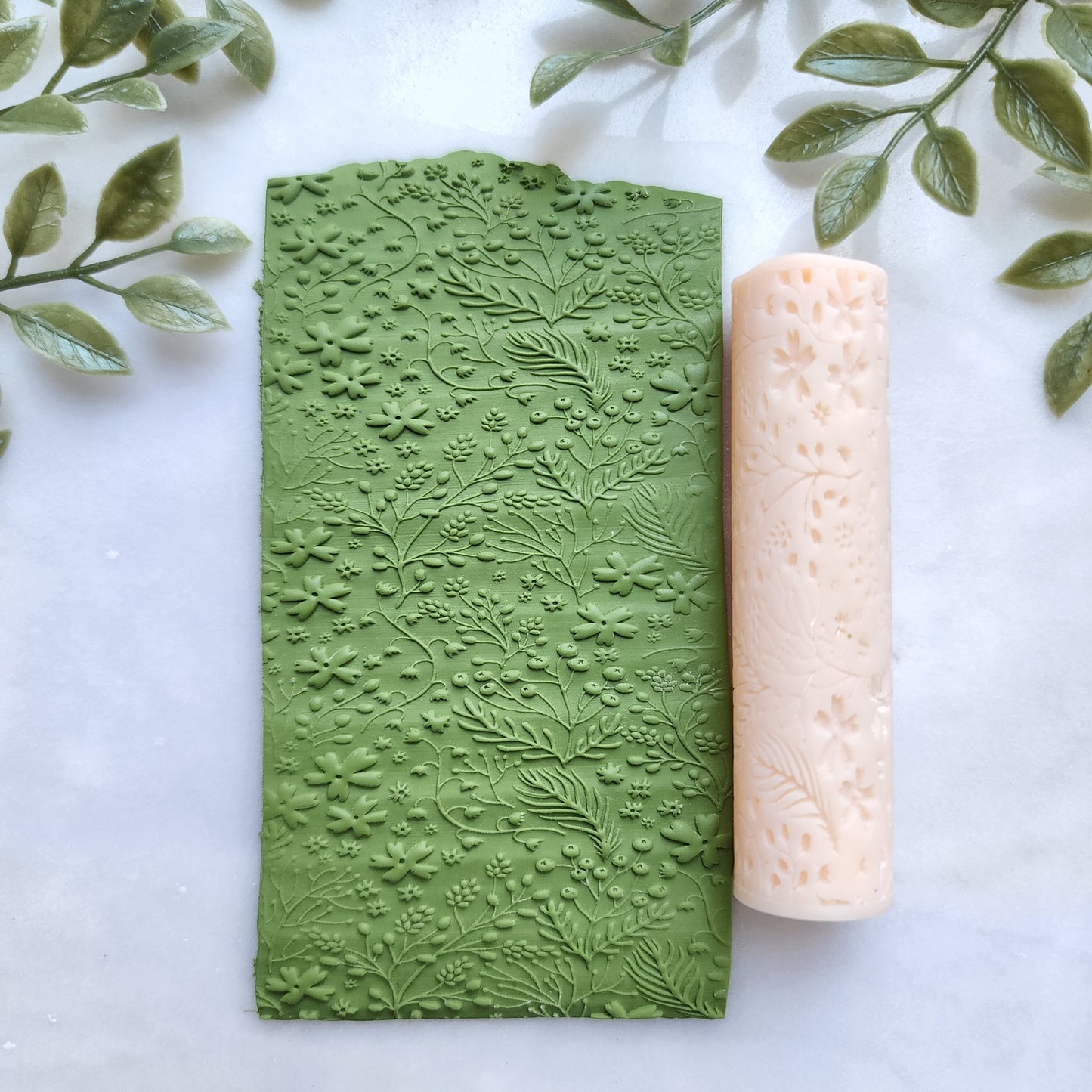 Polymer clay texture roller clay stamp 3D printed embossing "Floral"