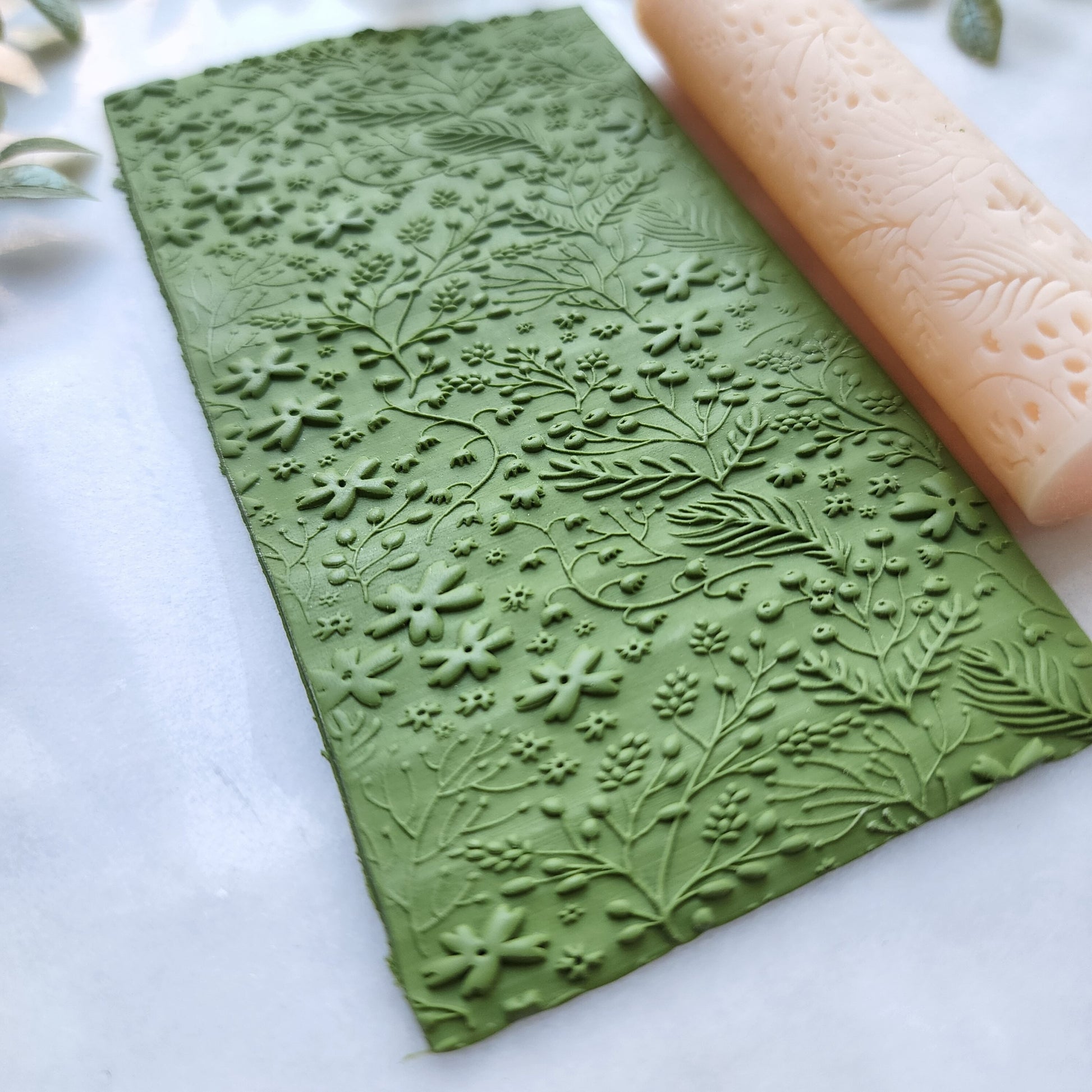 Polymer clay texture roller clay stamp 3D printed embossing "Floral"