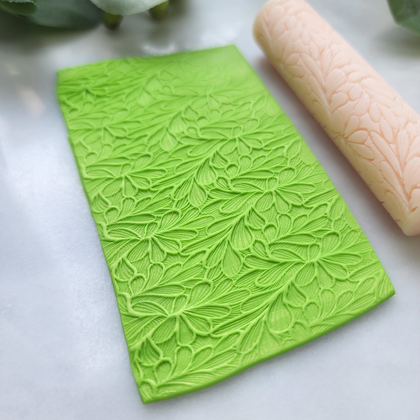 Polymer clay texture roller clay stamp 3D printed embossing "Floral"