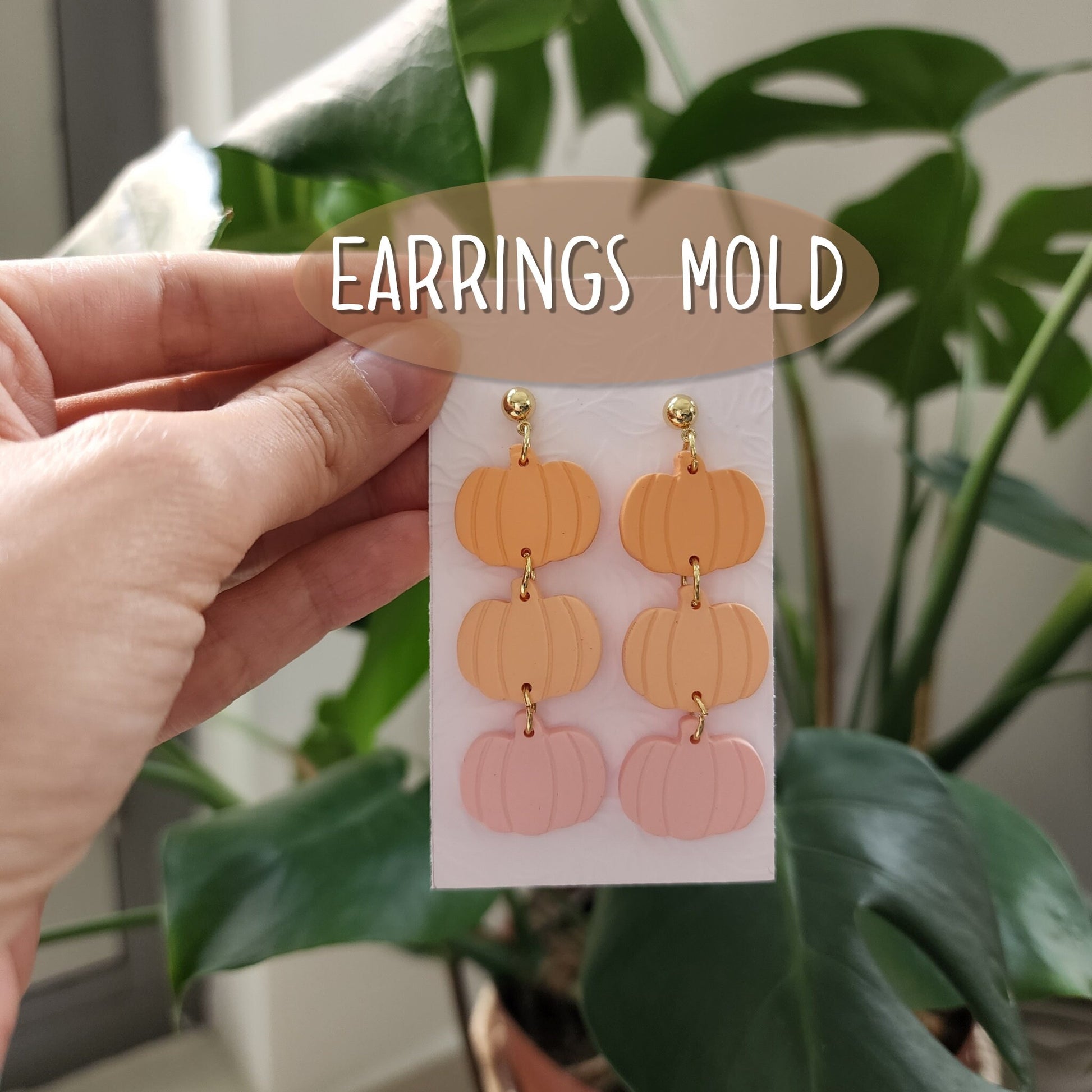 Silicone earrings mold mould for resin and epoxy "Pumpkin"