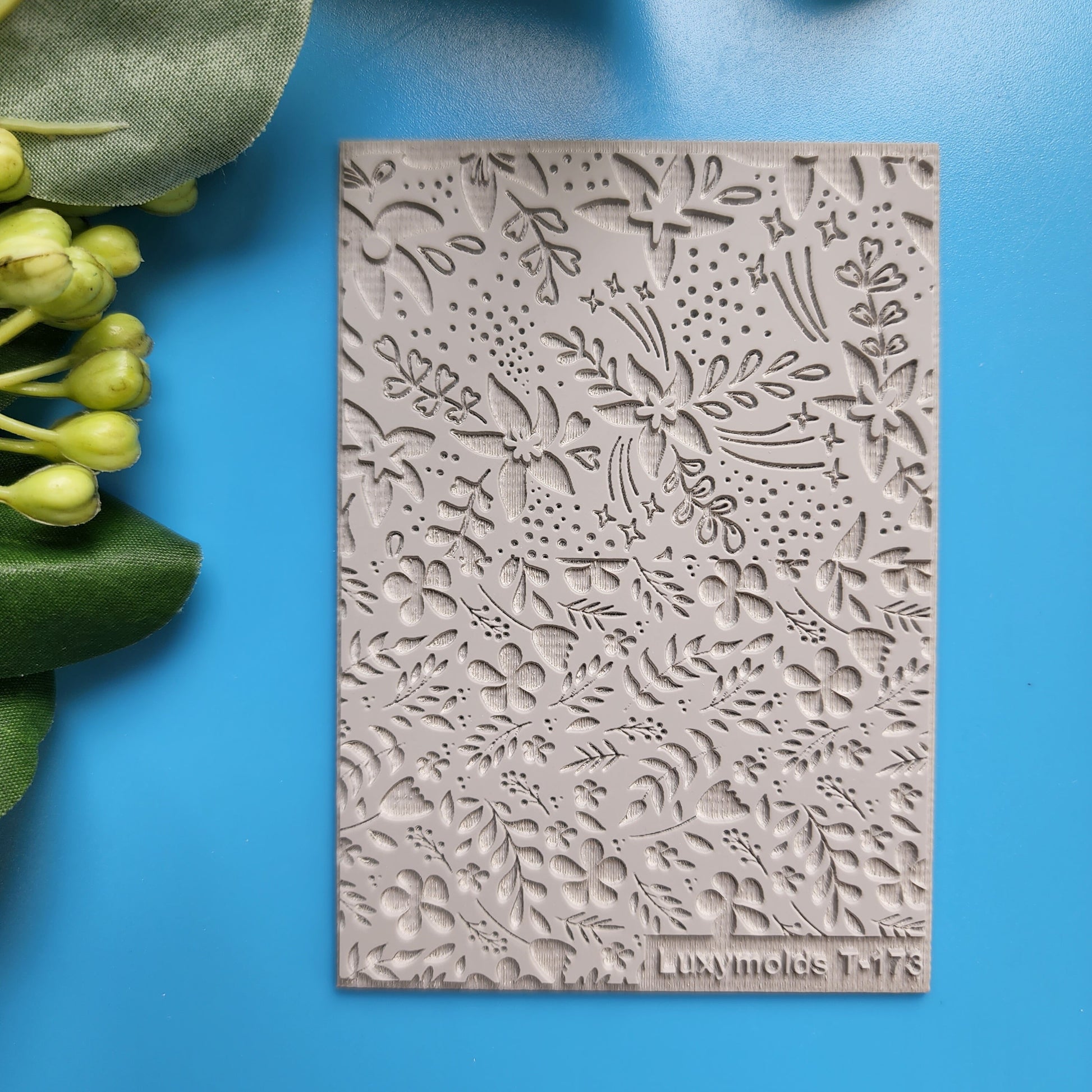 Polymer clay Texture tile Texture mat Clay stamp Polymer clay texture stencils "Flowers" T-173