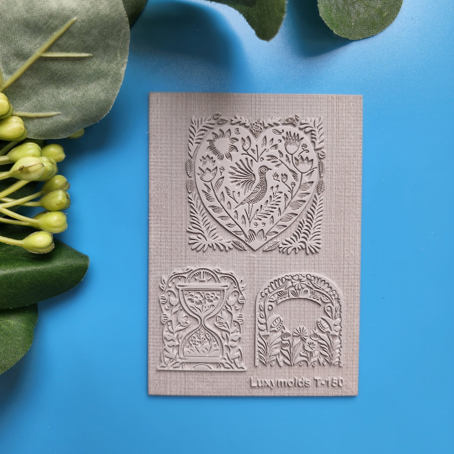 Polymer clay Texture tile Texture mat Clay stamp Polymer clay texture stencils "Flowers, Botanic" T-150
