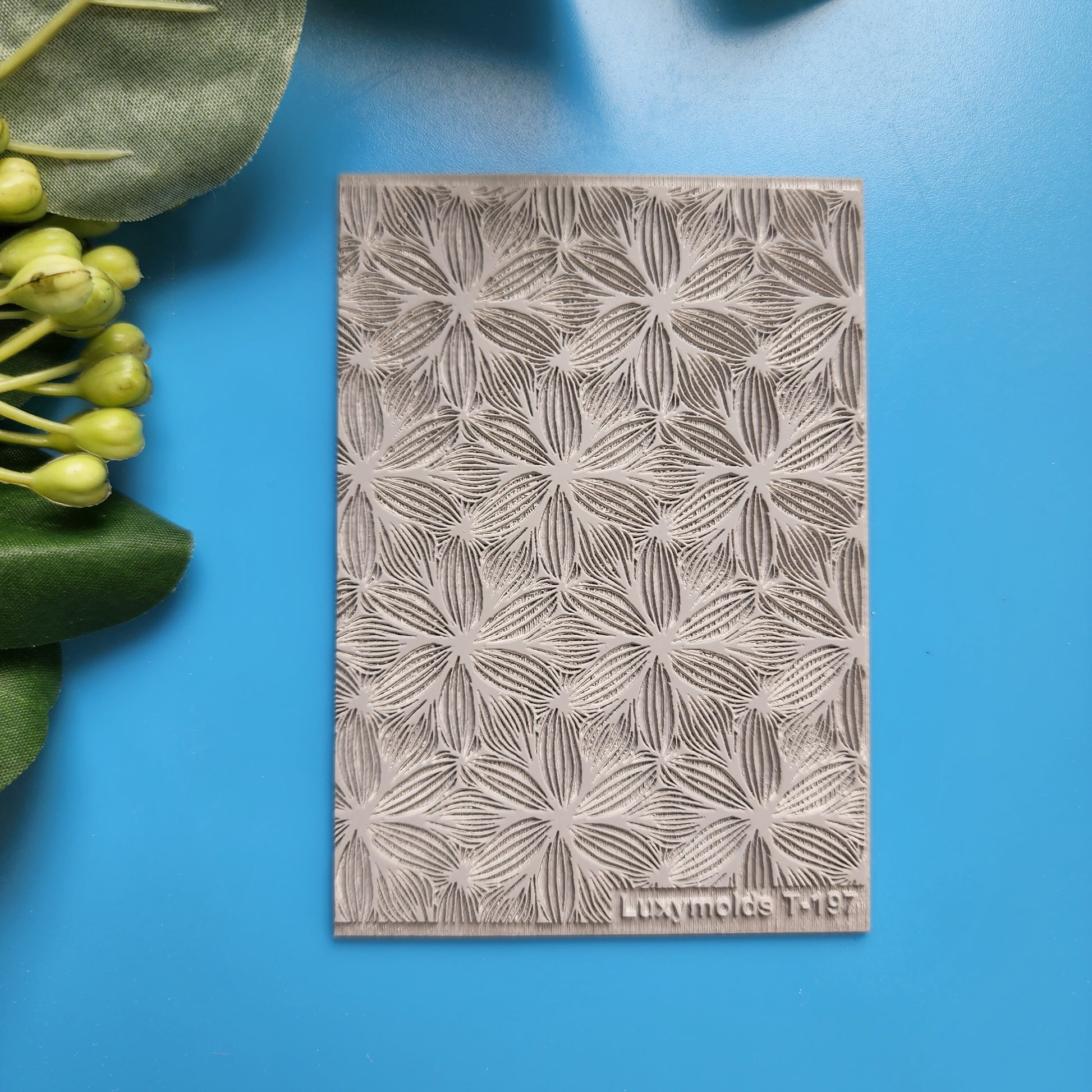 Polymer clay Texture tile Texture mat Clay stamp Polymer clay texture stencils "Botanic Flowers" T-197