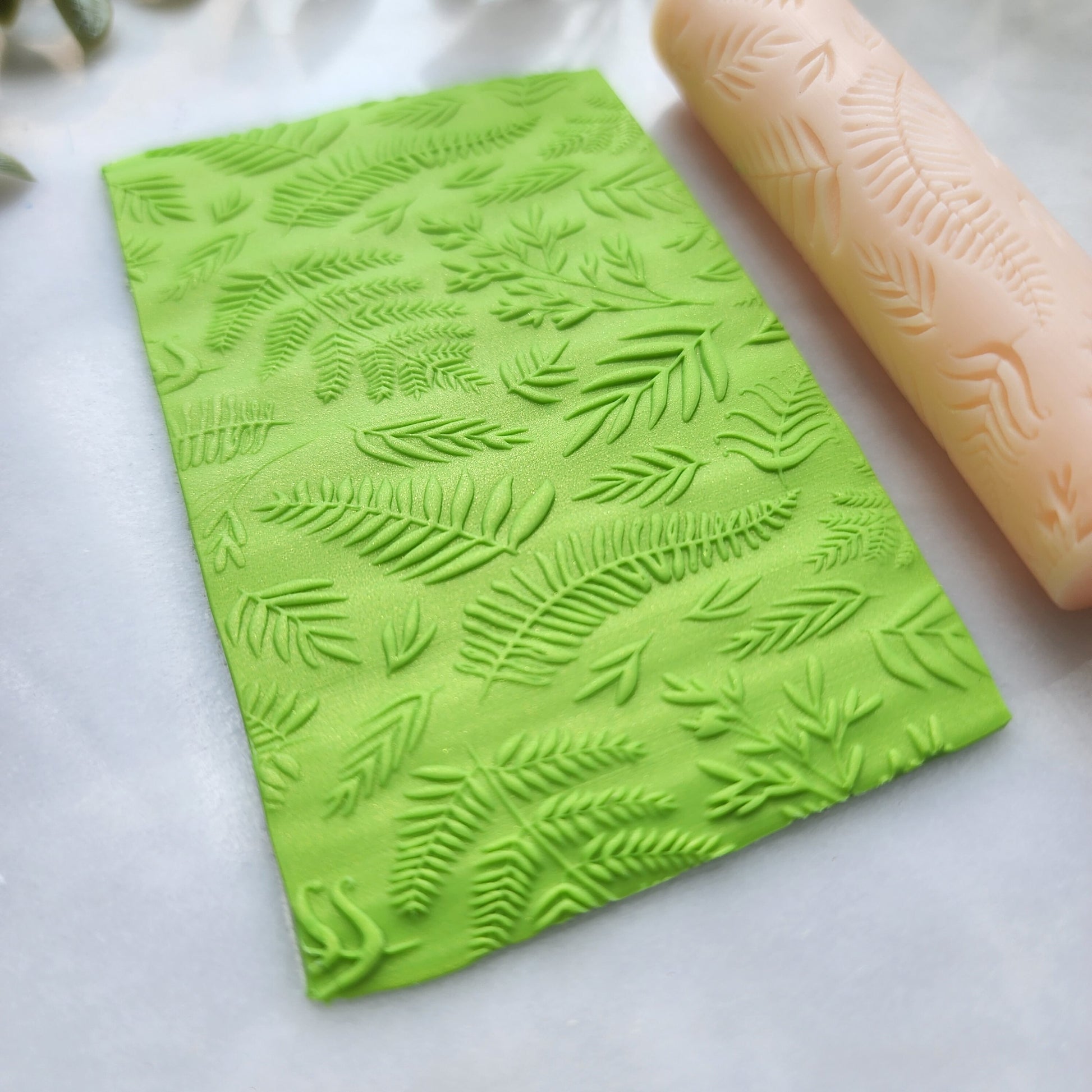Polymer clay texture roller clay stamp 3D printed embossing "Fern"
