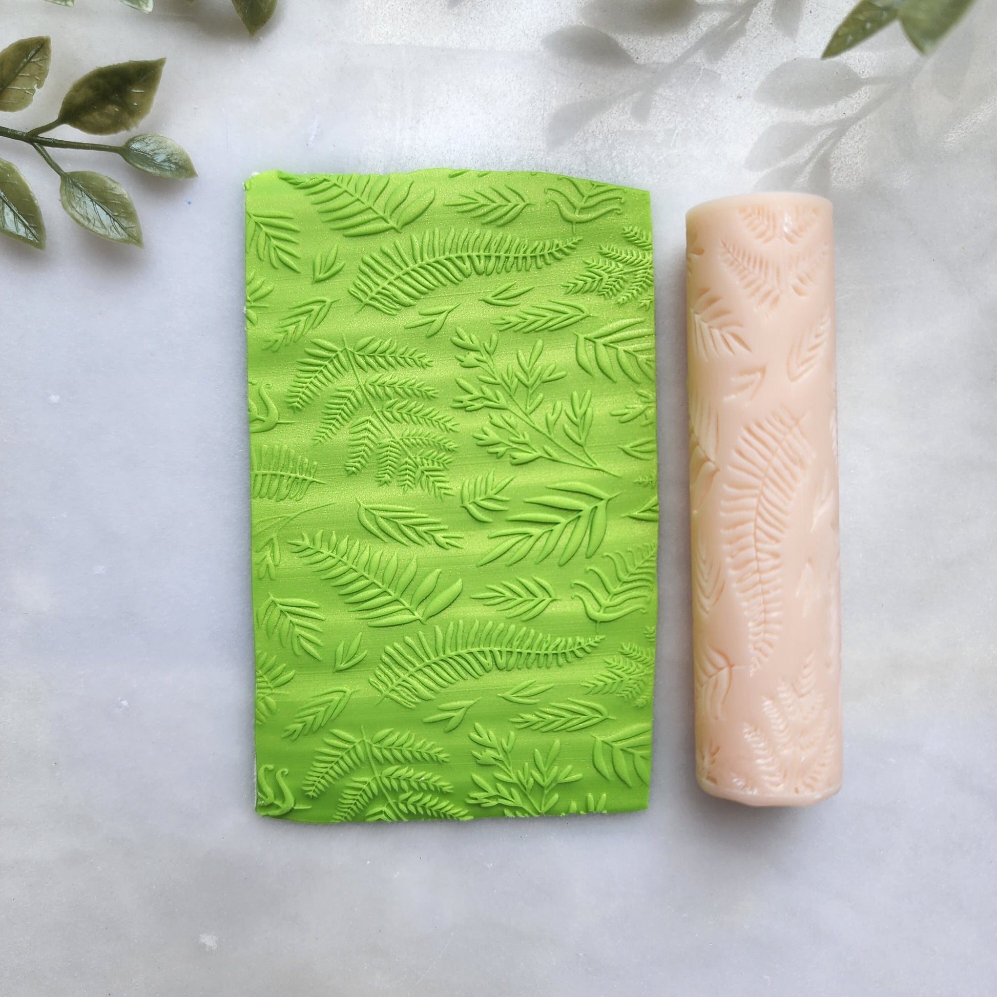 Polymer clay texture roller clay stamp 3D printed embossing "Fern"