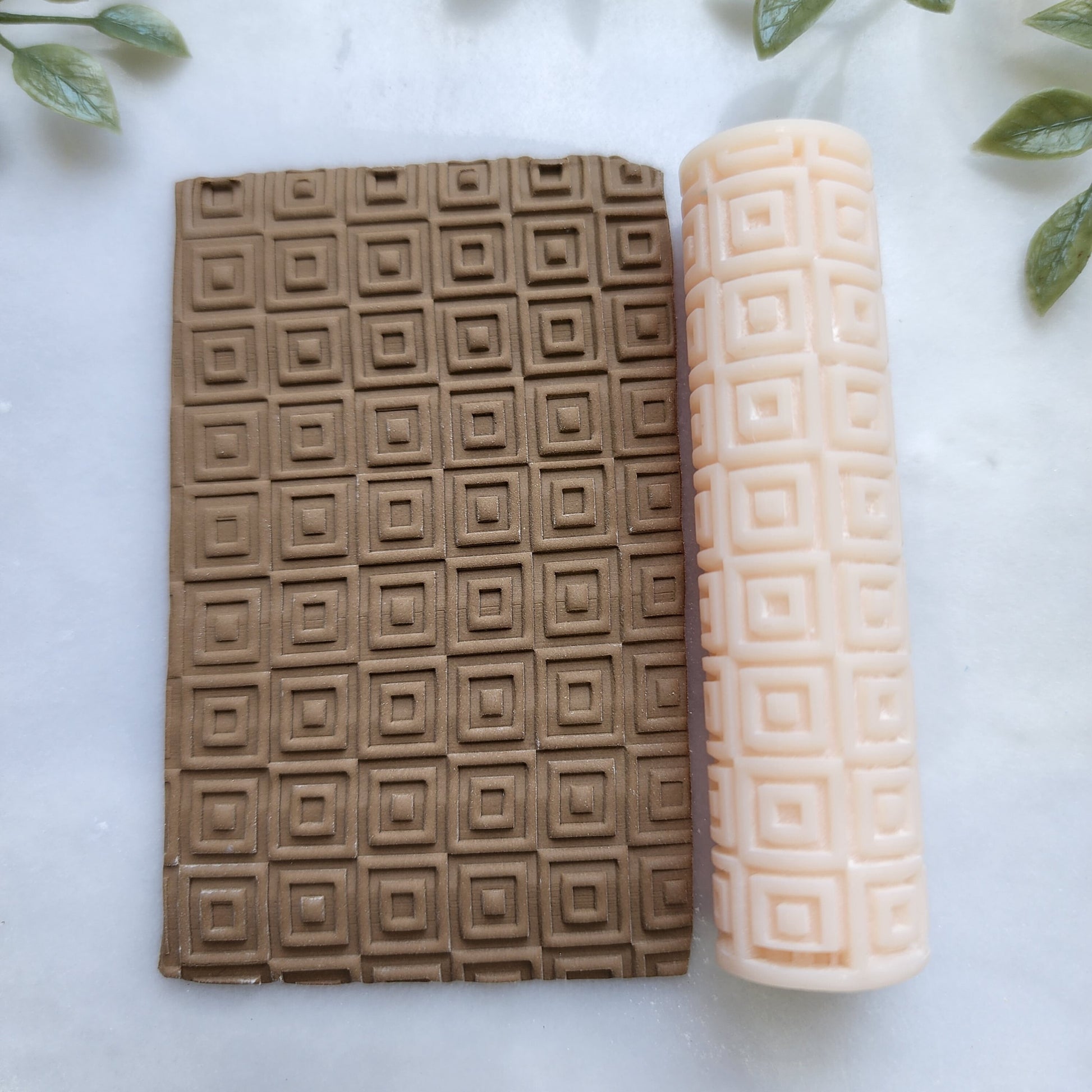 Polymer clay texture roller clay stamp 3D printed embossing "Geometry, Square"