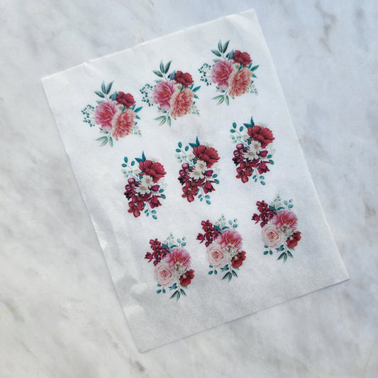 Water-soluble transfer paper for polymer clay craft "Flowers"
